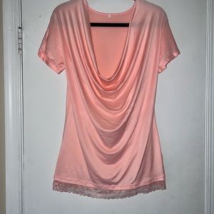 Adorable RoseGal Peach/Pink Drop Front XL Top
